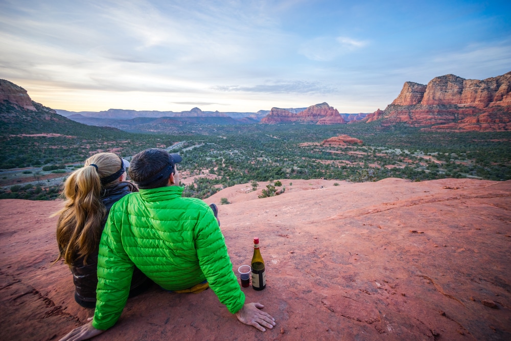 Sedona Bed and Breakfast, couple in love looking out over the beautiful rock formations in Sedona 